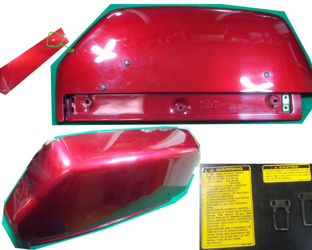 Goldwing GL1500 92 to 00 LID, L. SADDLEBAG R176 Spectra Red 81420-MY4-770