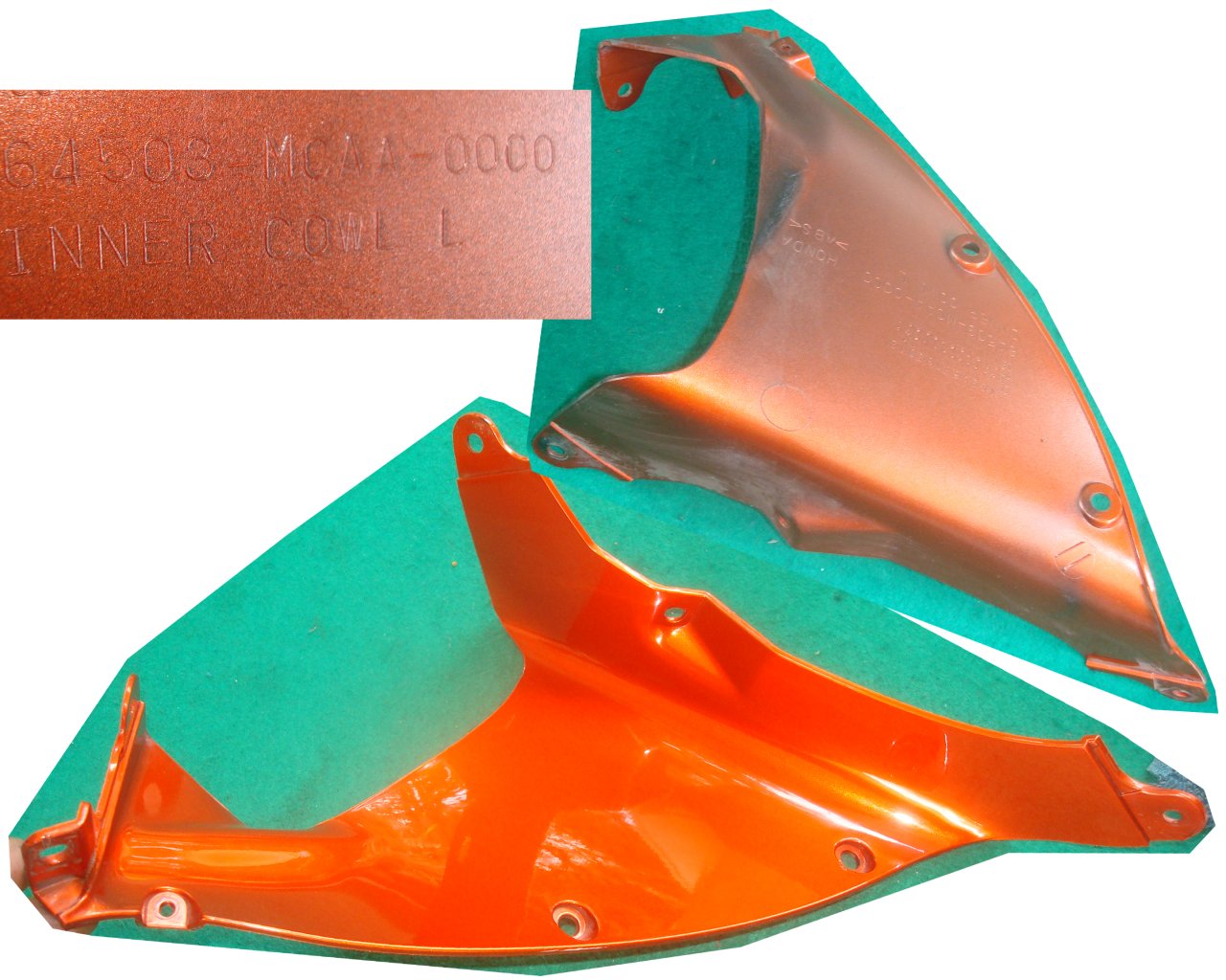 Goldwing GL1800 2003 Left cowl inner YR-239 Jupiter orange 64503-MCA-000ZK