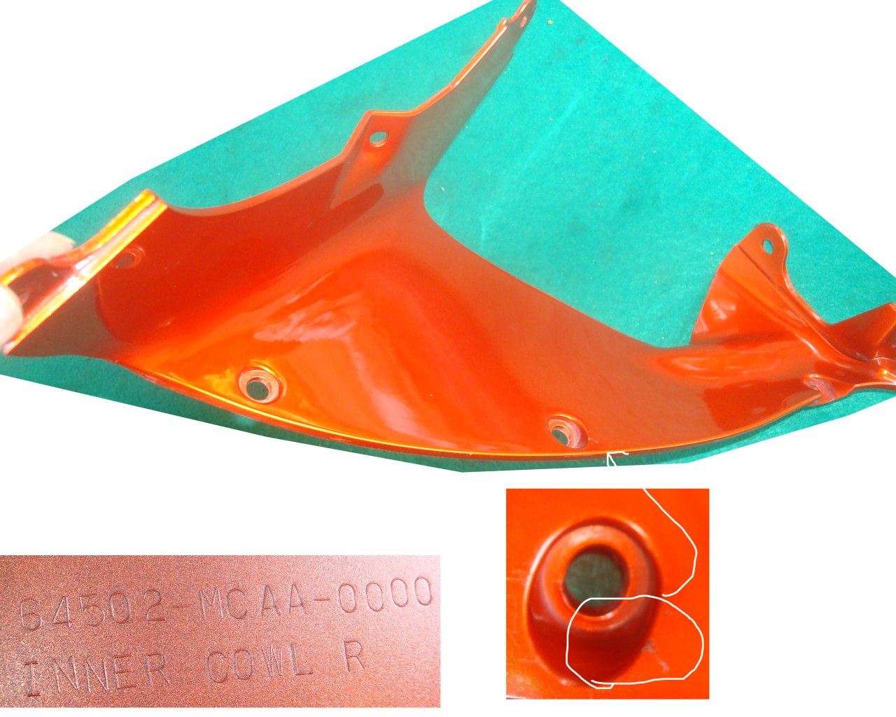 Goldwing GL1800 2003 Right cowl inner YR-239 Jupiter orange 64502-MCA-000ZQ
