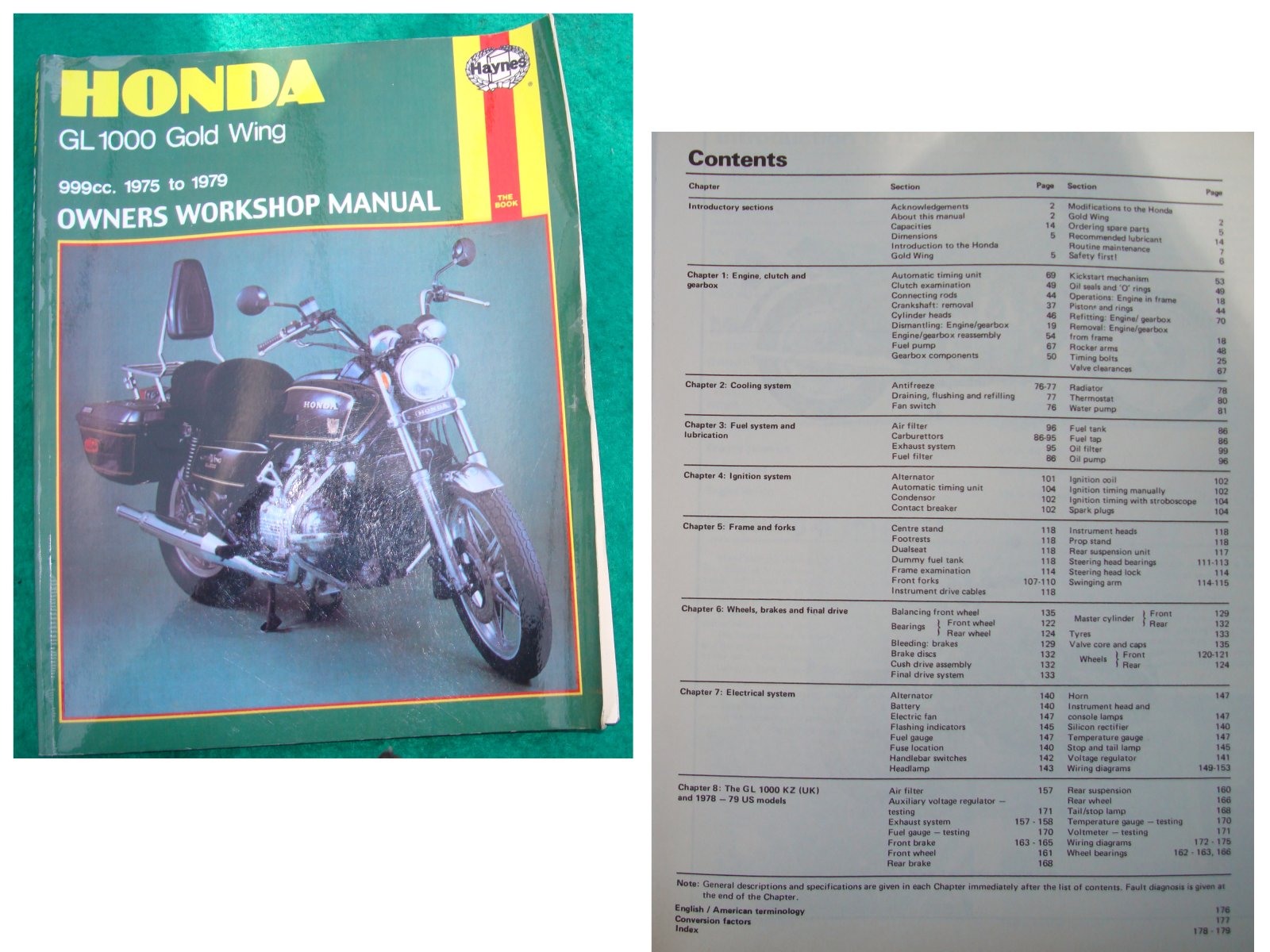 Goldwing GL1000 75 to 79 GL1000 HAYNES service manual 1975 to 1979