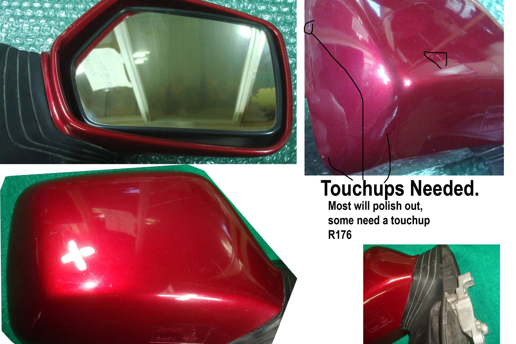 Goldwing GL1500 92 to 00 MIRROR ASSY., R. R176C Spectra Red 88110-MT8-000ZJ