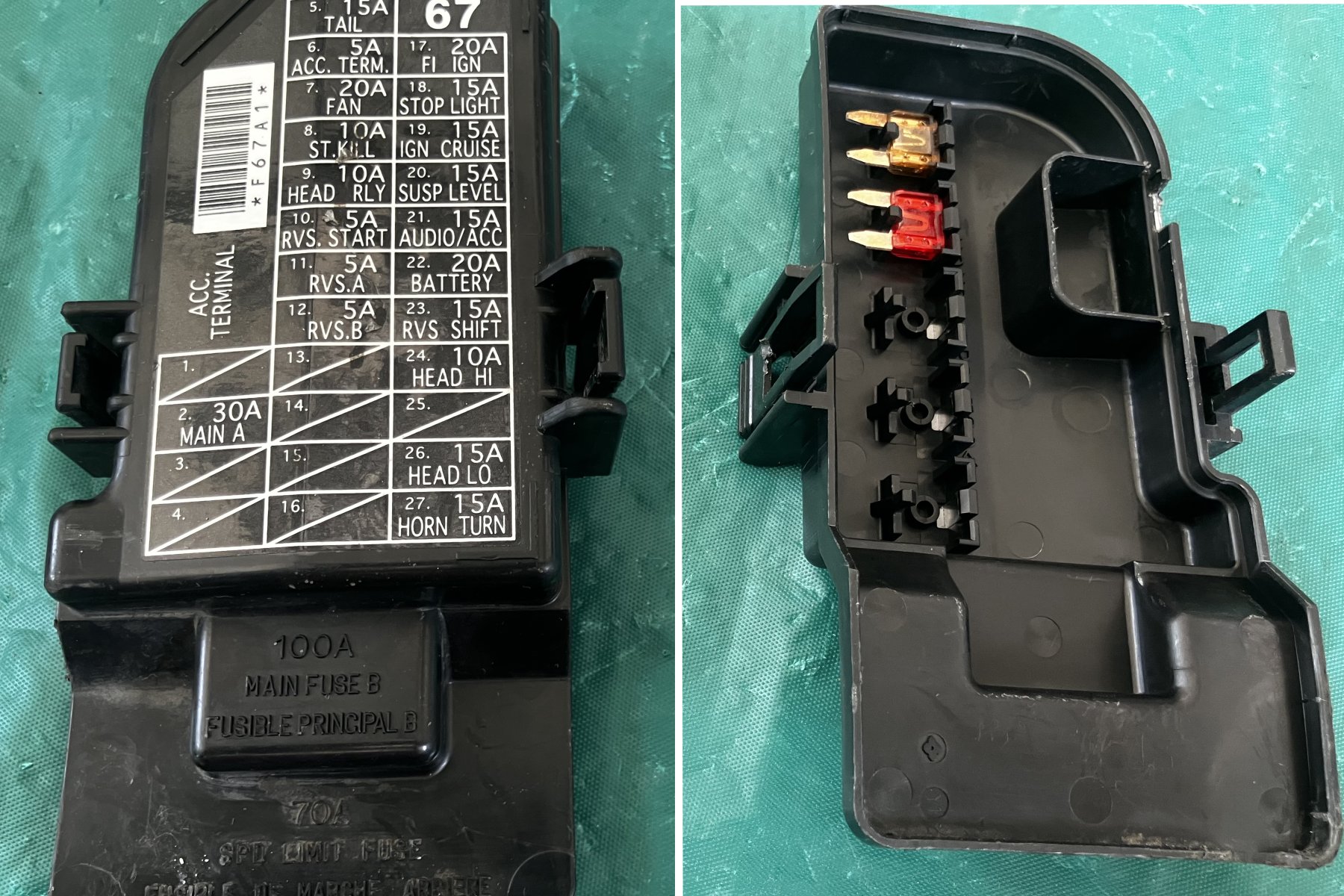 Goldwing GL1800 01 to 05 Fuse box cover and label 38252-MCA-003